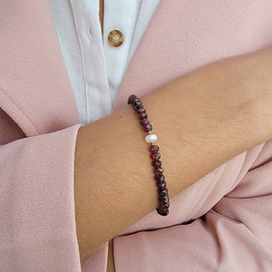 Real Garnet and Pearl Bracelet