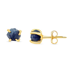 Tiny Raw Sapphire Stud Earrings