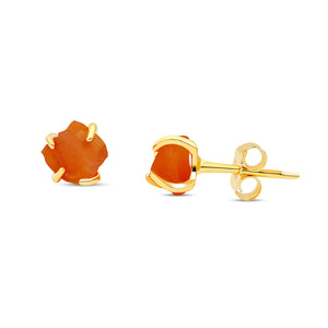 Tiny Raw Carnelian Stud Earrings