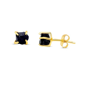 Tiny Raw Black Tourmaline Earrings