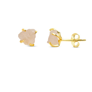 Tiny Raw Rose Quartz Earrings
