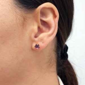 Tiny Raw Amethyst Stud Earrings
