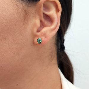 Tiny Raw Emerald Earrings