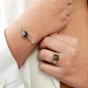 Raw Smoky Quartz Crystal Ring