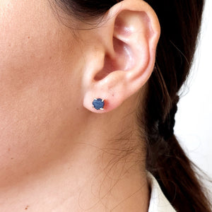 Tiny Raw Sapphire Stud Earrings