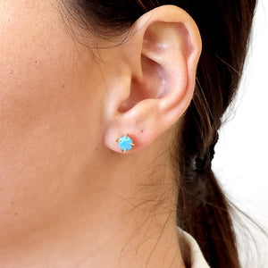 Tiny Raw Stone Earrings - Turquoise