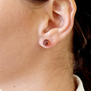 Tiny Raw Ruby Stud Earrings