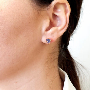 Tiny Raw Tanzanite Stud Earrings