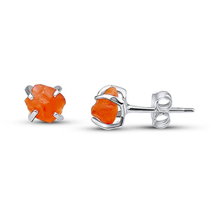 Tiny Raw Carnelian Stud Earrings