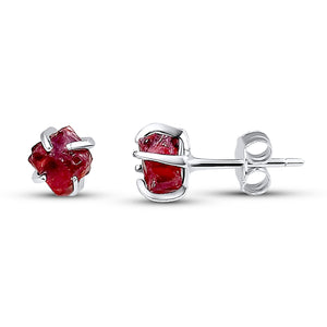 Tiny Raw Garnet Stud Earrings