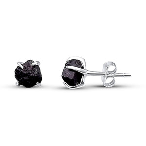 Tiny Raw Black Tourmaline Earrings