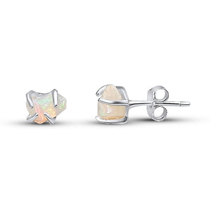 Tiny Raw Fire Opal Earrings