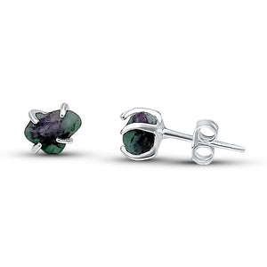 Tiny Raw Emerald Earrings