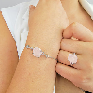 Raw Rose Quartz Chain Bracelet