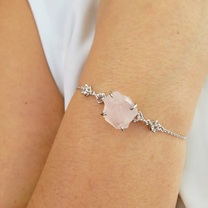 Raw Rose Quartz Chain Bracelet