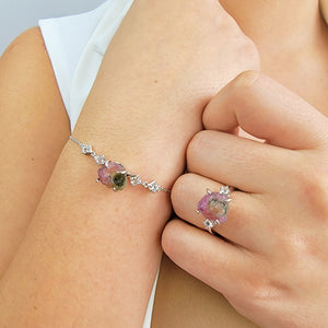 Raw Watermelon Tourmaline Bracelet