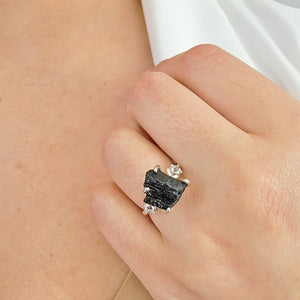 Raw Black Tourmaline Ring