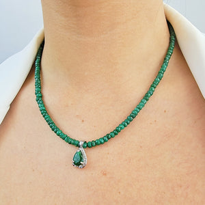 Emerald Pendant Strand Necklace