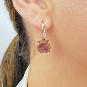 Raw Ruby Drop Earrings