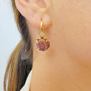Raw Ruby Drop Earrings
