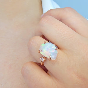 Raw Fire Opal Birthstone Ring