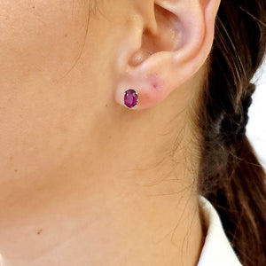 Heart Ruby Stud Earrings