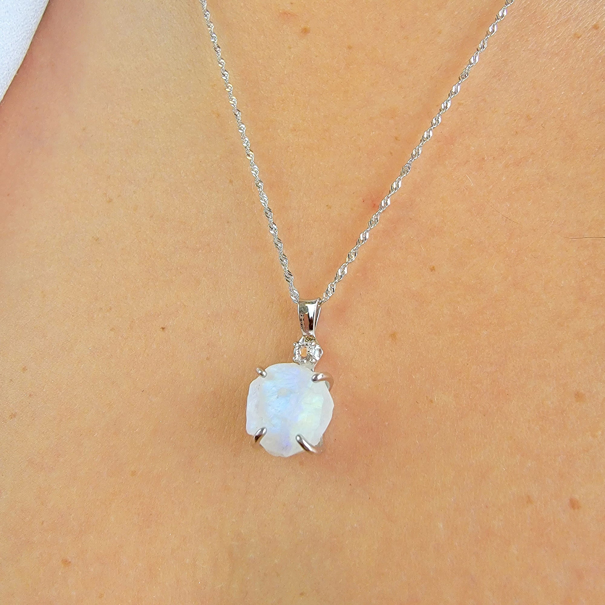 Raw Moonstone Crystal Necklace