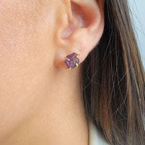Natural Raw Alexandrite Stud Earrings