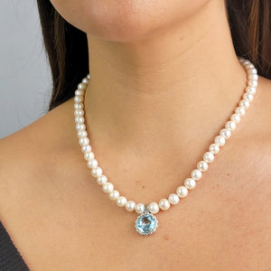 Real Pearl and Topaz Jewelry Set