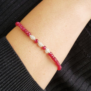 Genuine Ruby Raw Diamond Bracelet