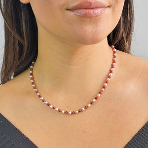 Ruby and Pearl Strand Necklace