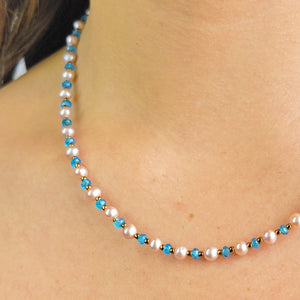 Topaz and Pearl Strand Necklace