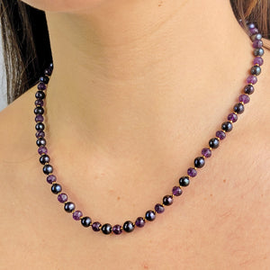 Amethyst and Pearl Strand Necklace