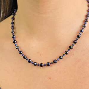 Sapphire and Pearl Strand Necklace