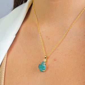 Raw Blue Apatite Jewelry Set