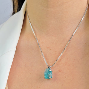 Raw Blue Apatite Pendant