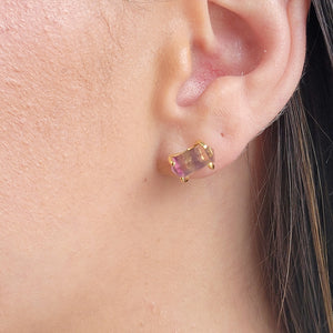 Raw Rainbow Fluorite Stud Earrings