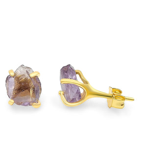 Natural Raw Ametrine Stud Earrings - Uniquelan Jewelry