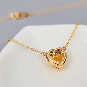 18k Gold Real Citrine Heart Necklace - Uniquelan Jewelry
