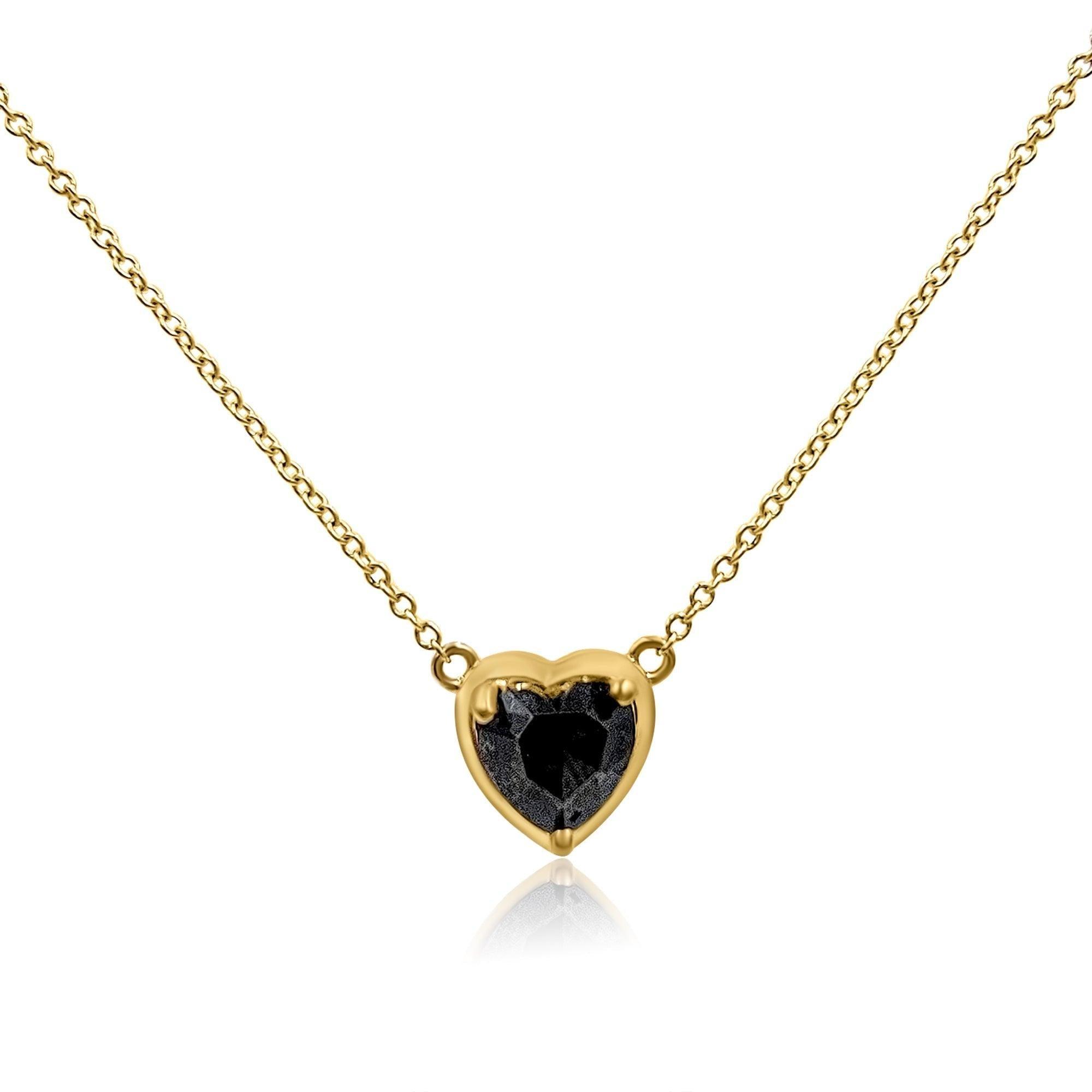 18k Gold Real Diamond Heart Necklace