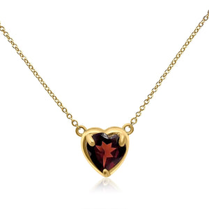 18k Gold Real Garnet Heart Necklace - Uniquelan Jewelry