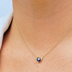 18k Gold Real Sapphire Heart Necklace - Uniquelan Jewelry