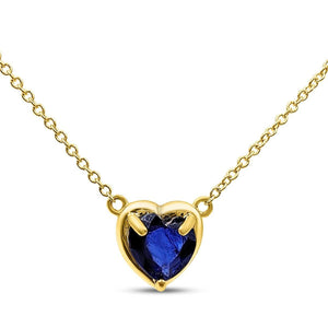 18k Gold Real Sapphire Heart Necklace - Uniquelan Jewelry