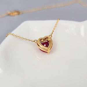 18K Gold Ruby Heart Choker Necklace - Uniquelan Jewelry