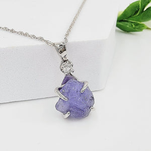 Raw Blue Tanzanite Necklace - Uniquelan Jewelry