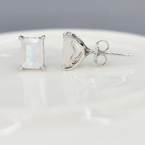 Real Moonstone Heart Stud Earrings - Uniquelan Jewelry