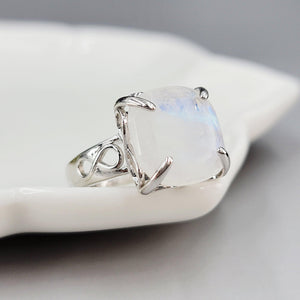 Genuine Moonstone Infinity Ring - Uniquelan Jewelry