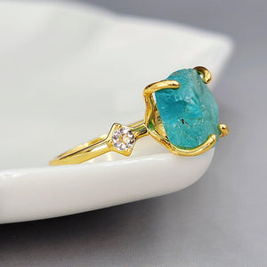 Raw Apatite Statement Ring - Uniquelan Jewelry