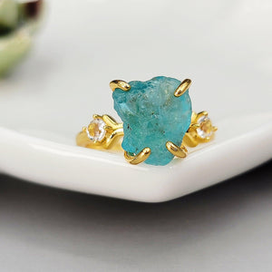 Raw Apatite Statement Ring - Uniquelan Jewelry