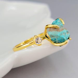 Raw Chrysocolla Crystal Ring - Uniquelan Jewelry